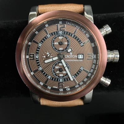 Reloj Hombre Croton Chronomaster Marrón Cronógrafo 46mm Foto 1 de 4