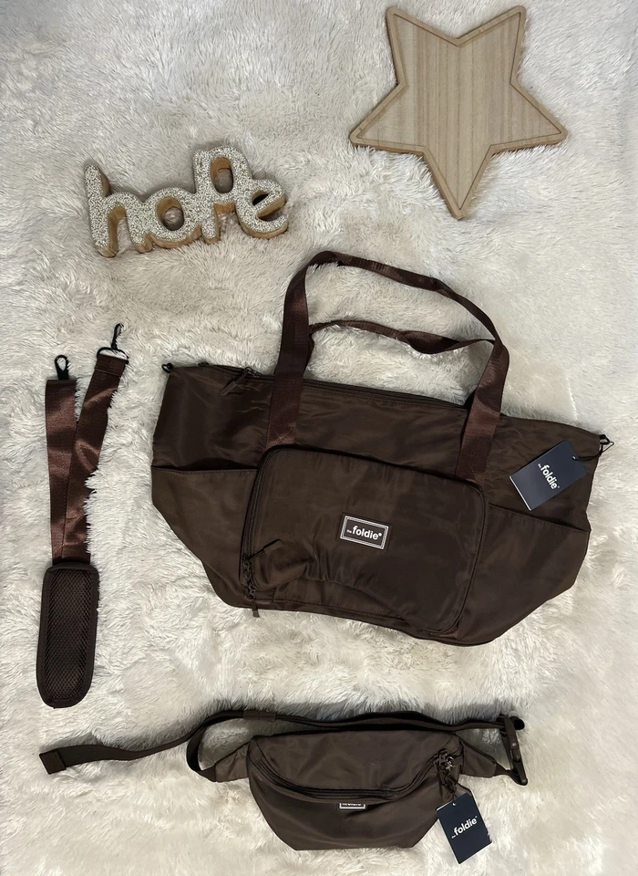 The Foldie Travel Bag Set ( 1 Travel Bag 40 L Cap + 1 Fanny Pack ) Brown.  - Image 1 of 1