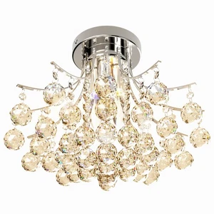HOMCOM Modern K9 Crystal Chandelier Ceiling Lighting Pendant Lamp with 3 Light - Picture 1 of 11