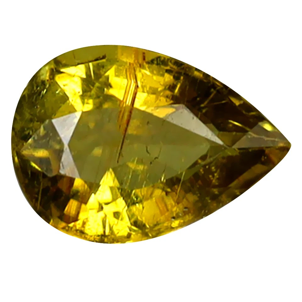 Piedra preciosa de turmalina amarilla de Mozambique corte pera impresionante de 0,81 quilates Foto 1 de 1