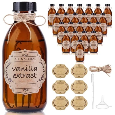 8 OZ Amber Glass Bottles with Lids, 24 Pack Leakproof Glass Bottles for Vanil... - Image 1 of 4