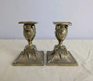Antique Candlestick Pair Goat Motif Neo Classical Candle Holder Ornate (W&HS) - Picture 1 of 12