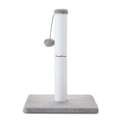 Cotton Rope Cat Scratching Post with Dangling Ball, White and Gray, 17" x 12" - Image 1 of 4