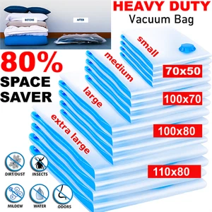 Vacuum Storage Space Saver Bags – Heavy Duty Strong Compression Bags for Clothes - Picture 1 of 8