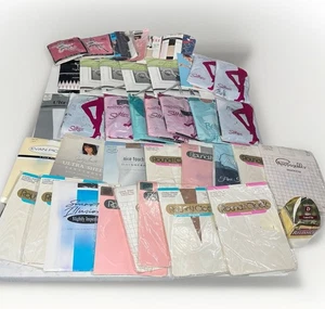 Vtg Pantyhose Knee Highs Mixed Lot 40 Stockings Tights Silkies Piccone Hue - Picture 1 of 23