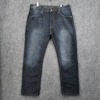 Мужские джинсы из бумажной джинсовой ткани и денима PD&C 33x30 (подходит 33x28) синие прямые штанины джинсовая ткань - Изображение 1 из 4