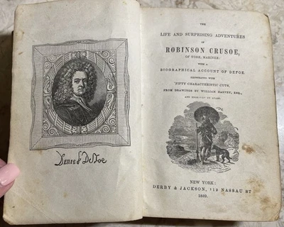 Robinson Crusoe Derby & Jackson New York 1859 Damaged - Image 1 of 4