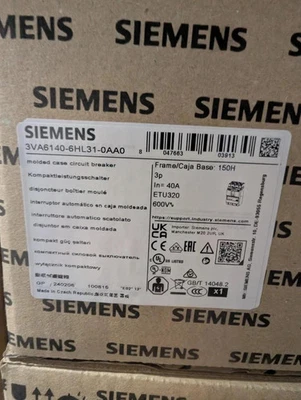 Share Siemens 3VA6140-6HL31-0AA0 MOLDED CASE 3POLE 40A Circuit Breaker NEW IN BO - Image 1 of 2