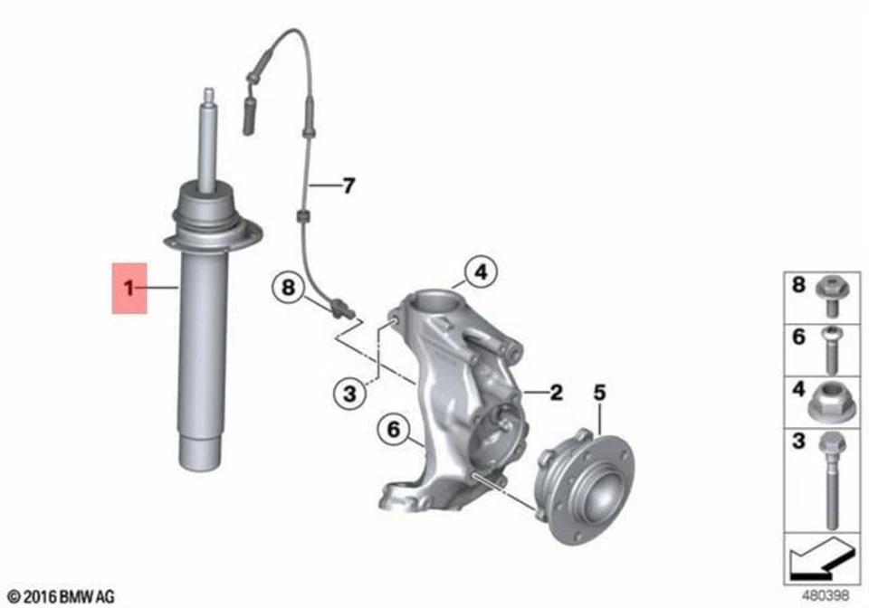 Puntal de resorte delantero genuino BMW F30 F31 316d 316i 318d 318i 320d ed 31316874370 Foto 1 de 1