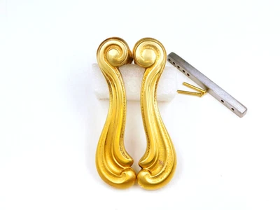 ▨ 7X7mm Ancienne Paire de Poignée de Porte en Bronze,Style Louis XV, Handle door - Photo 1/4