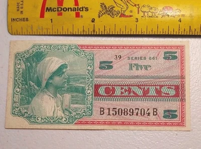 1968-69 U.S. Military Payment Certificate 5 Cents Series 661 *Crisp EF to aUNC* - Image 1 of 2
