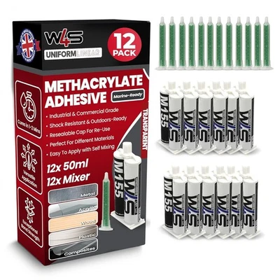 WIRED4SIGNS Super Tough Methacrylate MMA Adhesive Metal Plastic Glue Heavy Duty Clear 50ml