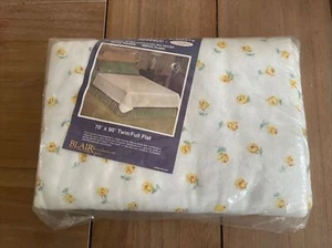NOS Vintage Blair  Blanket Twin Or Full Size  70x 90 White Yellow Roses Floral - Picture 1 of 4