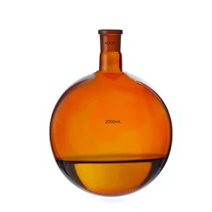 24/29 Amber Glass Flask Round Bottom 1 Neck Lab Single-Neck Brown Boiling Bottle - Picture 1 of 6