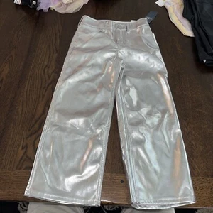 abercrombie kids girls 7/8 Short Silver Leather Look Pants - Picture 1 of 11