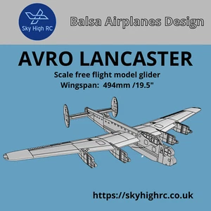 Lancaster bomber Scale free-flight model glider ~ Laser-cut balsa kit - Picture 1 of 6