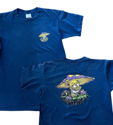 RARE Vintage Fresh Jive Mushroom Blue T Shirt Size Large Graphics Made In USA - Image 1 of 4