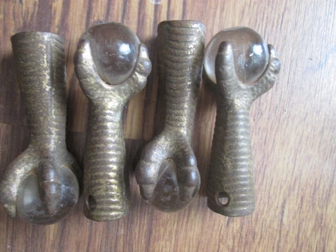 4 Antique Cast Iron Claw & Glass Ball Feet for Piano Stool or Stand Legs Cover