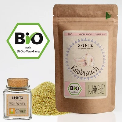 SPINTZ - SPICES & NUTZ 1000g Bio Knoblauch Knoblauchgranulat Knoblauchpulver natürlich + Gewürzglas