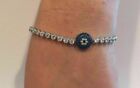 8.50Ct Round Cut Simulated Blue Sapphire Evil Eye Bracelet 14k White Gold Plated