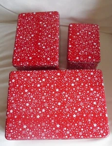 Ernesto Set of 3 Metal Storage Tins red / white design vgc - Picture 1 of 2