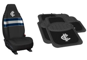 SET OF 2 CARLTON BLUES AFL TEAM LOGO FRONT CAR SEAT COVERS & 4 FLOOR MATS - Bild 1 von 4