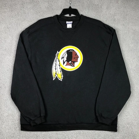 Washington Redskins Sweatshirt Adult Extra Large Black Reebok Crew Neck Mens XL Cover