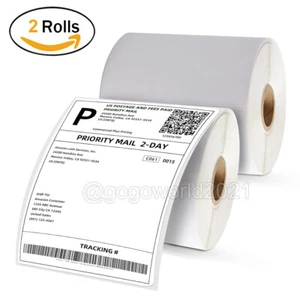 2 rotoli 4""x6"" etichette spedizione termica diretta carta autoadesiva 250 per rotolo - Foto 1 di 7