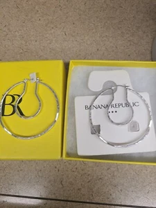 Banana Republic 2" Silvertone Hoop Earrings - Picture 1 of 2