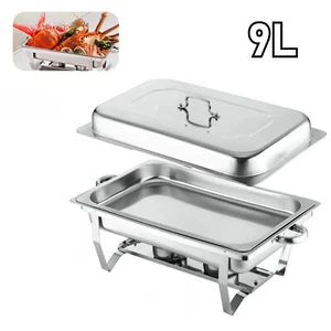 9L Chafing Dish Stoves Rectangle Food Warmer Stainless Steel Chafer For Buffet - Picture 1 of 16