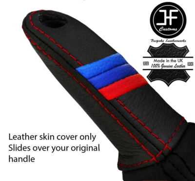 RED STITCH TRI STRIPE LEATHER HANDBRAKE HANDLE COVER FITS BMW Z4 E85 E86 02-08 - image 1 of 2