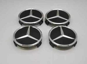 4 x Black Mercedes Benz 75mm Alloy Wheel Centre Caps AMG A B C E S M Class Hub - Picture 1 of 3