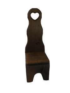 Handmade 16.5" Wood Folk Art Pouting Chair Doll Miniture Primitive Shaker  - Picture 1 of 12