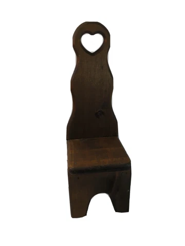 Handmade 16.5" Wood Folk Art Pouting Chair Doll Miniture Primitive Shaker Cover