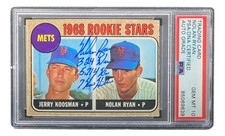 Nolan Ryan Signed 1968 Topps #177 Rookie Card Stat Inscr PSA/DNA Auto Gem MT 10