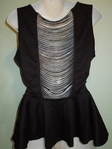 CAMISA NUEVA CON ETIQUETAS WET SEAL TALLA GRANDE NEGRA FLECOS ESPALDA ABIERTA GÓTICA, PUNK, EMO, Y2K, RUDEGIRL - Imagen 1 de 9