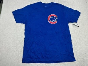 Majestic Chicago Cubs Men's T Shirt Size XL Blue Logo Cotton MLB Baez #9 Cotton - Picture 1 of 7