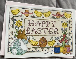 Vintage Happy Easter Card/Envelope Chicks and Rabbit 7x5" Andrew Brownsword - Picture 1 of 3