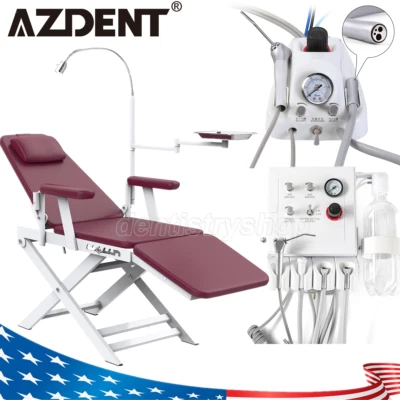 Dental Mobile Folding Chair LED Light / Portable Air Turbine Unit Syringe 4Holes - Image 1 of 4