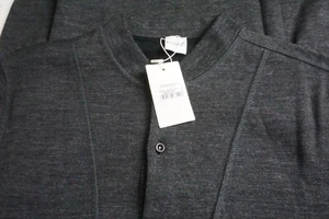 Eidos Long Sleeve Henley Gray 100% Wool Long Sleeve Shirt Pullover Sz M NEW - Picture 1 of 6