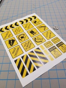 New Directional and Caution Sign Scale Decals at 1:12/1:14/1:16 No.1 - Picture 1 of 2