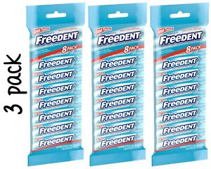 Wrigley's Freedent Spearmint Chewing Gum (3 Bulk Packs of 8) 24 packs total
