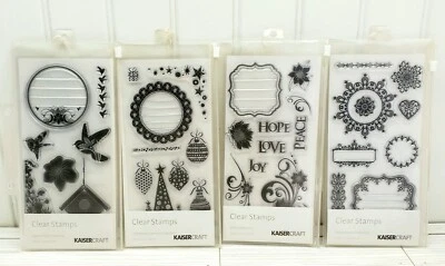 Lote de 4 Sellos Transparentes Kaisercraft Navidad Pájaros Flores Palabras SIN MONTAR Foto 1 de 4