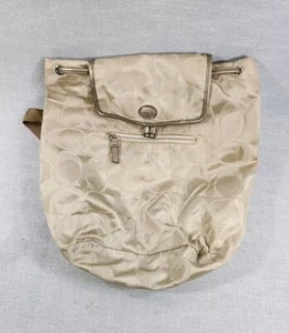 Borsa zaino Coach kaki jacquard leggera 16556 firmata 16 x 15 x 5 - Foto 1 di 14