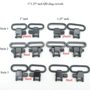 2 pcs_1''/1.25'' inch Quick Detach Sling Swivels QD Mount Sling & Swivel Black - Picture 1 of 13