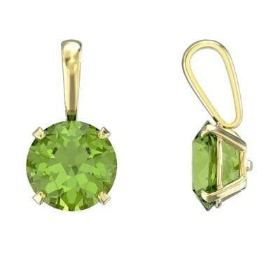 Yellow Gold Peridot Solitaire Pendant Hallmarked British Made All Chain Lengths - Image 1 of 3