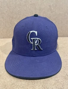COLORADO ROCKIES NEW ERA 59FIFTY COOLBASE MLB HAT SZ 7 1/2 FITTED BLACK/PURPLE - Picture 1 of 3