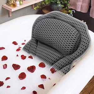 Spa 4D Mesh Bath Pillow Breathable Bathtub Cushion Neck Back Support Tub Suction - Picture 1 of 12