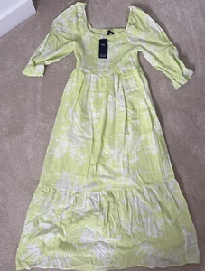 Marks and Spencer Pure Cotton Floral Square Neck Midaxi Dress Size 10 New - Picture 1 of 3