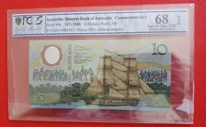 1988 Australian $10 Note Johnston/Fraser Superb Gem Unc 68 OPQ PCGS AB 34985453 - Foto 1 di 11
